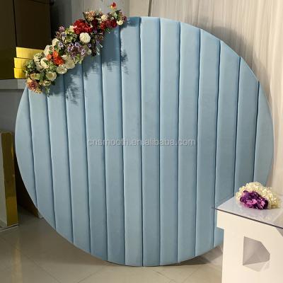 China Blue Round Seashell Wedding/Banquet/Hotel Baby Shower Velvet Backdrop For Marriage for sale