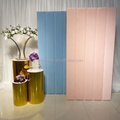 China Acrylic+velvet wedding supplies acrylic square velvet backdrop pale pink and blue backdrop for sale