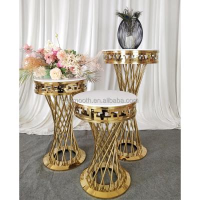 China Other Shiny Gold Wedding Color Round Stainless Steel Wedding Pedestals Frame For Event Decoration for sale