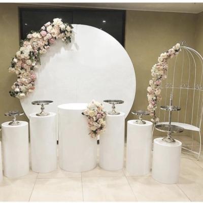 China Morden Wedding Backdrop Circle Round Metal Wedding Stand White Wedding Decoration Stage for sale