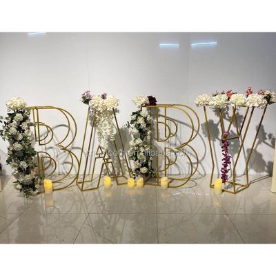 China Wedding Baby Shower Gold Balloon Flower Stand Baby Big Letters Table Decor For Sale for sale