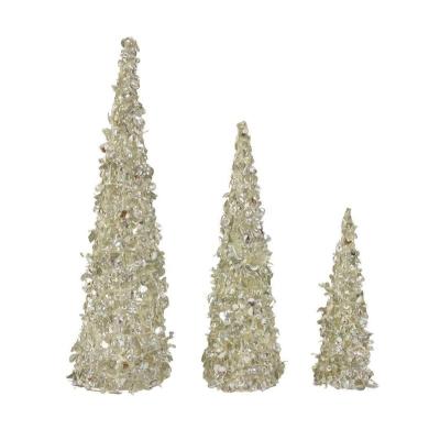 China Festival Home Decoration Silver Glitter Christmas Tree Cones Crafts 12