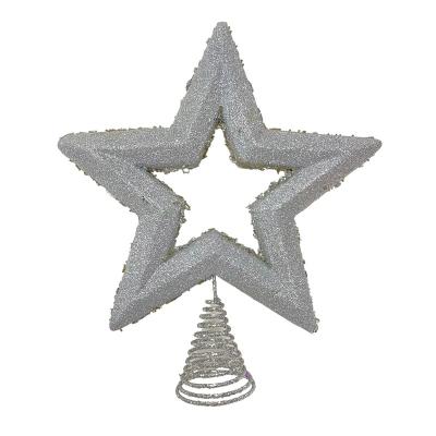 China Christmas Tree Decoration Hot Sale New 13 Inch Reversible Silver Star Pentagon Gold Sequin Christmas Tree Star Top Ornament for sale