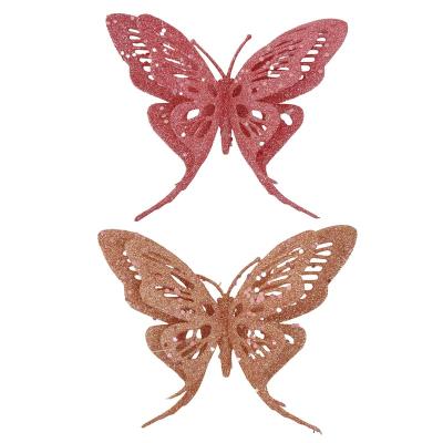 China Reusable Hot Sale European Small Size 6 Inch Double Layer Plastic Simple Design Butterfly Ornament With Clip for sale