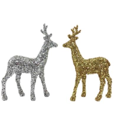 China Mini Reindeer Glitter Christmas Tree Ornament Plastic Hanging Decor Deer For Indoor Festival Reindeer Ornament for sale