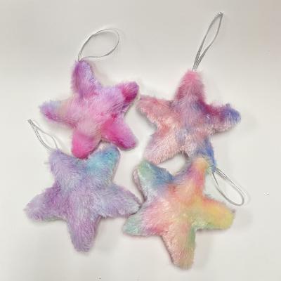 China Hand-sized decorative foam and plush Christmas tree pendants with colorful velvet Christmas stars are cozy for sale