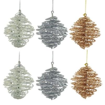 China New Custom Made Holiday Environmental Friendly Spiral Irregular Decorative Iron Christmas Tree Pendant for sale