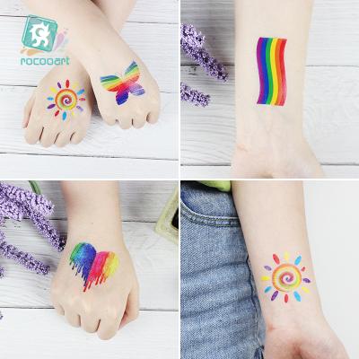 China Pride Rainbow Heart Shape Temporary Gay Tattoo Flag Sticker for sale