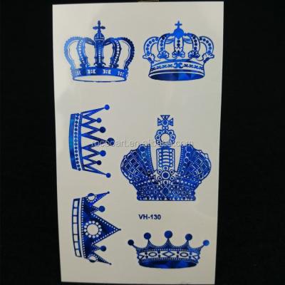 China 2015 Temporary Novelty Glitter Metallic Blue Crown Tattoo Waterproof Body Tattoos Stickers for sale