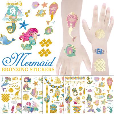 China Temporary Mermaid Party Supplies Temporary Tattoos For Kids Mermaid Birthday Party Favors Gifts For Girls Tattoo Sticker for sale