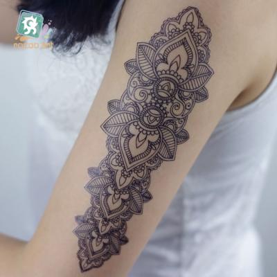 China LS Provisional Series Best Quality Lace Tattoo Designs Bulk Current Black Henna Temporary Lace Tattoo Waterproof Online Store Sticker for sale