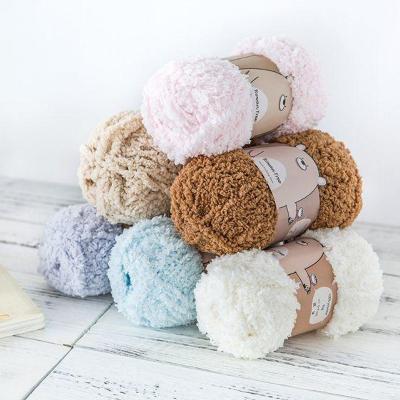 China Chunky yarn coral fluffy hand knitting yarn chenille baby scarf raw fluffy yarn diy handwoven viable for sale