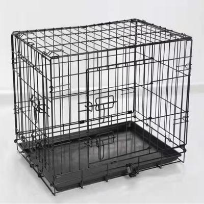 China Stored Square Dog Cage Travel Crate 18 Inch Foldable Portable Puppy Cat Dog Crate With Tray Wholesale Dog Cages Kennel With Tray for sale