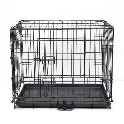 China Stored Square Dog Cage Travel Crate 36 Inch Foldable Portable Puppy Dog Cat Crate With Tray Wholesale Dog Cages Kennel With Tray for sale