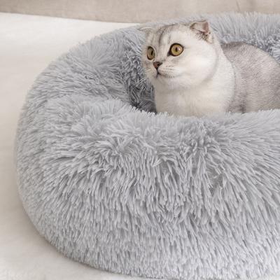 China Breathable Universal Washable Luxury Soft Cloud Round Pet Donut Dog Cat Bed 9 Size Warm Pet Kennel For Cats Dogs for sale