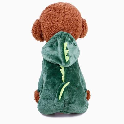 China Stocked Wholesale Warm Thick Fleece Winter Dog Dinosaur Vest Costume for sale