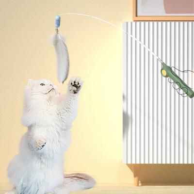 China Funny Cat Stick Pet Feather Laser Interactive Stocked Toy Training Supplies Pets Interactive Motion Toys for sale