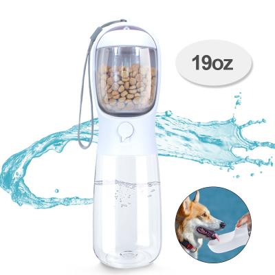 China Outdoor Support Dog Plastic Cat Food Storage Bottle 550ml Water And 100g Food Plastic Resin Drinking Portable Walk Pet Bottle for sale