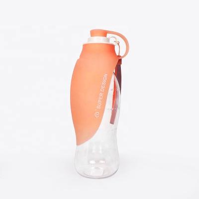 China Outdoor Silicone+plastic pet water walking dispenser, feeder container, portable dog water bottle for sale