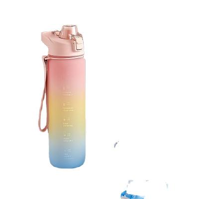 China Wholesale 2020 hot sale outdoor stocked Amazon water bottle 1100ml PC plastic portable water cup rainbow capacity sports bottle for sale