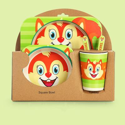 China Degradable fiber bamboo bowl healthy eco-friendly restaurant tableware cartoon children's children's tableware squirrel image bowl for sale