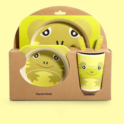 China Children's bamboo fiber set bamboo fiber children's kitchen restaurant tableware cartoon frog cartoon healthy eco-friendly kids bowl for sale