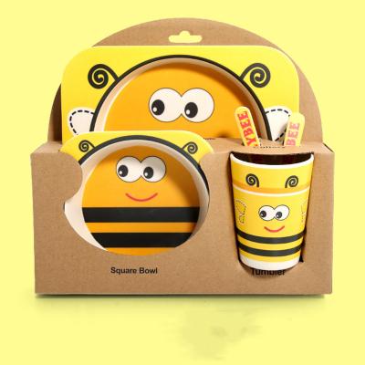 China Cartoon Kitchen Tableware Children's Animal Yellow Bamboo Fiber Bee Restaurant Healthy Tableware Children's Day Gift Eco-Friendly for sale