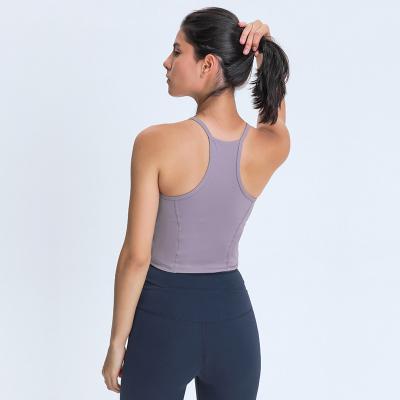 China +20% Breathable 80% Nylon Spandex Women's Single Yoga Invest Outdoor Running Fitness Workout Gym Sport Single Tank Top for sale