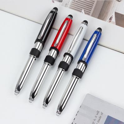 China Sample Offered 4 in 1 Multifunctional Pen Mobile Phone Holder Stylus Pen with LED Light for sale