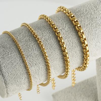 China TRENDY Fashion Minimalist Jewelry 925 Sterling Silver Simple Double Two Layers Chain Gold Plated Thin Bracelets for sale