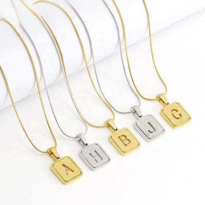 China TRENDY Hot Sale Excellent Cuban Link Chain Initial letter Pendant Necklace Gold necklace For Women Men Boy for sale