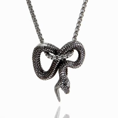 China TRENDY Best Selling European and American Retro Exaggerated Punk Stainless Steel Snake Bone Chain Pendant Necklace for sale