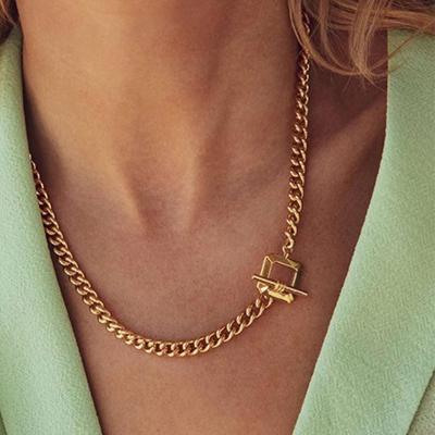 China TRENDY Waterproof Stainless Steel Thick Chain Layers Bead Snake Paperclip Cuban Chain Choker Necklace for sale