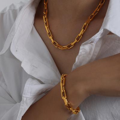 China TRENDY Hot 18K Gold Plated Hip Hop Cuban Chain Hiphop Necklace  Bracelet For Men for sale