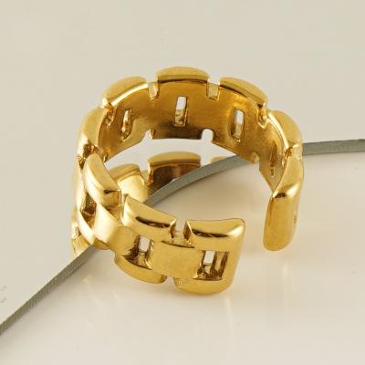 China Punk Newly Designed Stainless Steel 18K Gold Geometric Ring Minimalist Open Ring for sale