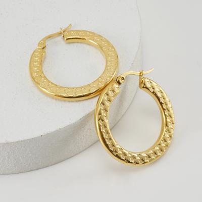 China CLASSIC Fashionable 18K Gold Toned Star Ear Hoops Stainless Steel Circular Summer Clasp Women's Earrings for sale