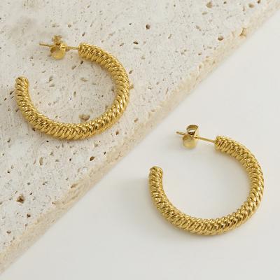 China CLASSIC New Style Stainless Steel C Shape Earring 18K Gold Plated Semi Circle Hoop Earring Wholesale Fashion Earrings for sale