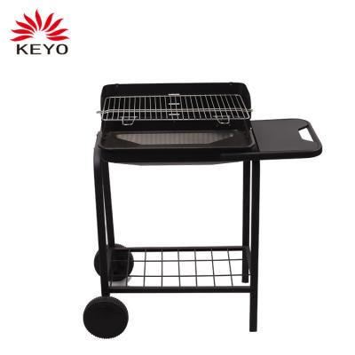 China F20 Height Adjustable Black Rectangular Charcoal Grill BBQ BBQ Grill With Wheels for sale