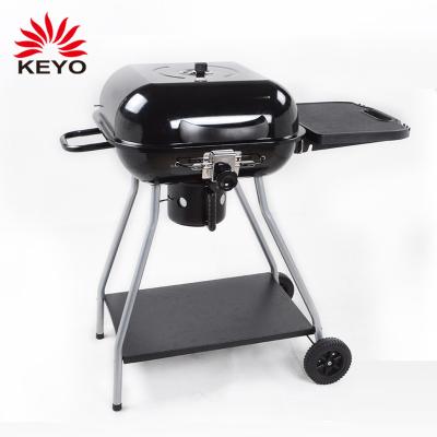 China Easily Assembled Outdoor Patio Cart Square BBQ Burger Charcoal BBQ Grill Burger Grill with Folding Side Table for sale