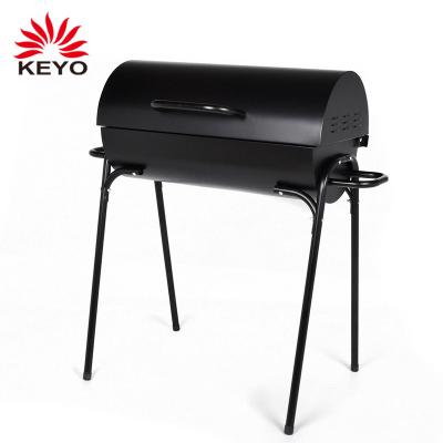 China Easily Assembled Outdoor Barbecue Grill Rack Powder Coated Barrel Shaped Charcoal Barbecue Grill for sale