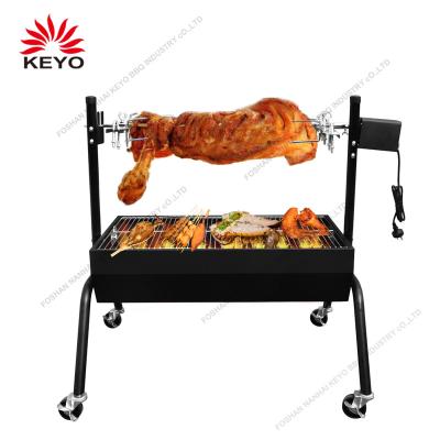 China Large Size Adjustable Size Spit Rotisserie Lamb Grill Electric Automatic Skewers Rotating BBQ BBQ Rotisserie Rotisserie Grill With Electric Moto for sale