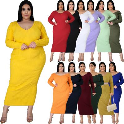 China 2021 anti static newest design anti static wholesale plus size women dresses solid color for women autumn/winter knitwear sweater casual wear for sale