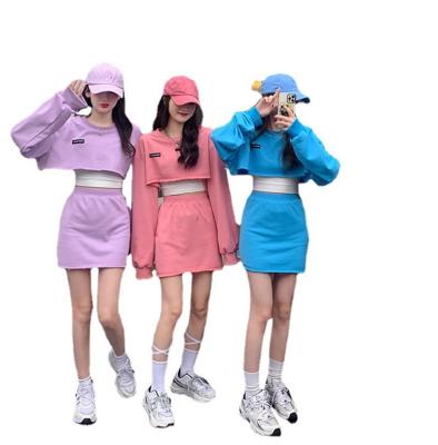 China Autumn Short Letter Anti-pilling Leisure Sports Wear Long Sleeve Hoodie (top+Skirt) Female Stylish Street Wear for sale