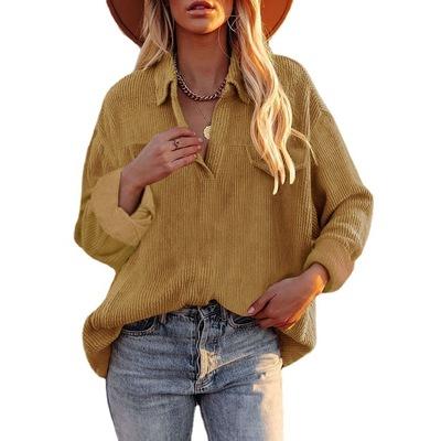 China 2021 Autumn/Winter Breathable Breasted Lapel Jacket Corduroy Shirt Clothes For Women Women Casual Tops for sale