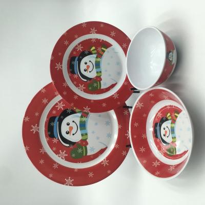 China Sustainable 16 pcs melamine dinnerware sets christmas vajilla melamine cookware sets camping set for sale