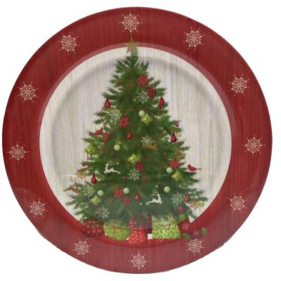 China Wholesale 100% Melamine Dishwasher Safe Melamine Christmas Festival Dinner Restaurant Viable Red Dish Around Dish for sale