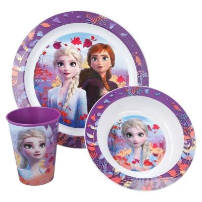 China 3 Pcs Durable Pink Kids Melamine Dinnerware Sets Customized Wholesale Princess Cookware Sets Durable Melamine Dinnerware Sets for sale