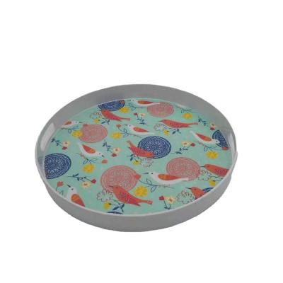 China Home.Restaurant.Bar.Hotel.Wedding 14 Inch Round Handle Melamine Serving Trays Large Cheap Wholesale Decorative Melamine Tray Melamine Breakfast Tray for sale