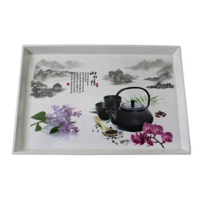 China Disposable Plastic Chinese Wholesale Rectangle Melamine Tray Melamine Design Serving Trays for sale