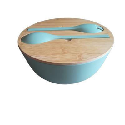 China 2021 Viable Hot Sale Melamine Salad Bowl Set Melamine Easy Clean Bowl Set Custom Printing Melamine Round Bowl With Bamboo Lid for sale